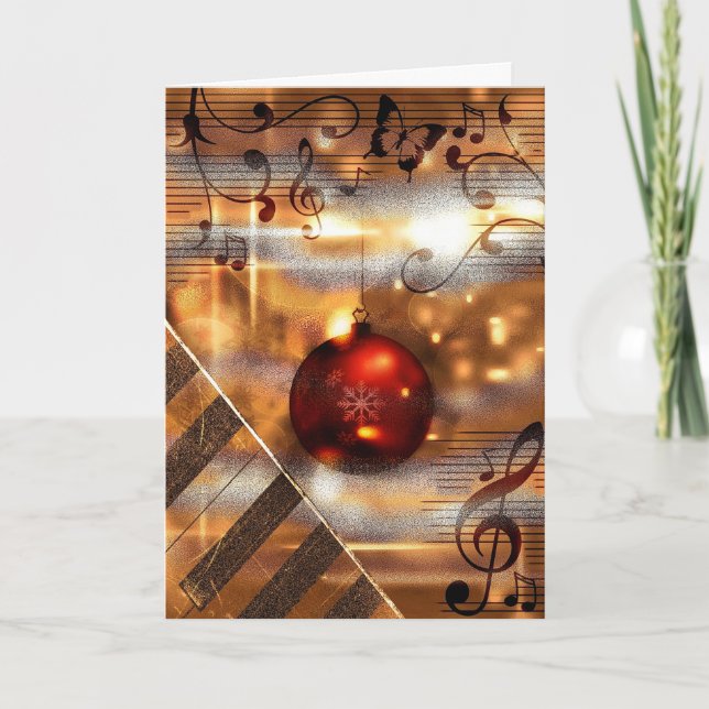Tarjetas de Navidad para profesor de piano de músi (Anverso)