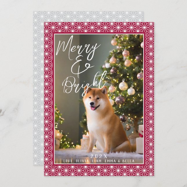 Tarjetas de Navidad | Patrón japonés de kimono ASA (Anverso / Reverso)