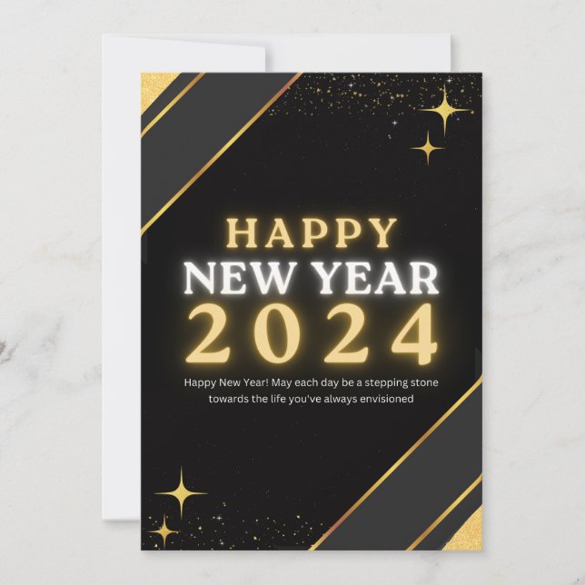 Tarjetas de Navidad planas | Feliz Año Nuevo 2024 (Anverso)