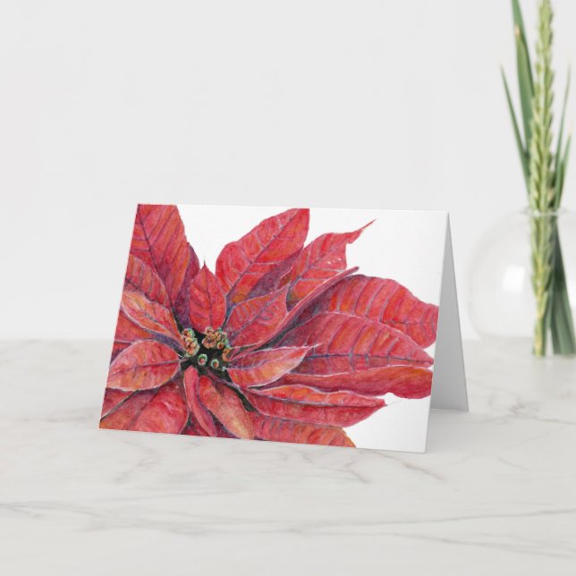 Tarjetas de Navidad Red Poinsettia (Anverso)