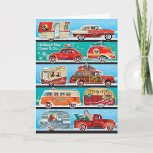 Tarjetas de Navidad Retro de Campistas, Campistas,