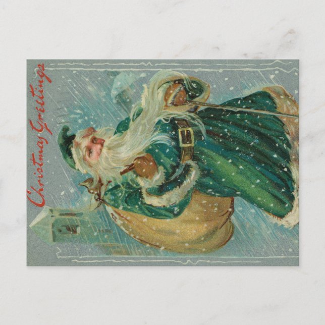 Tarjetas de Navidad-Retro Santa Claus Tarjeta Post (Anverso)