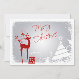 Tarjetas de Navidad Rojas y Grises con Ciervos y Á