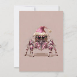 Tarjetas de Navidad Rosadas de Araña Saltarina