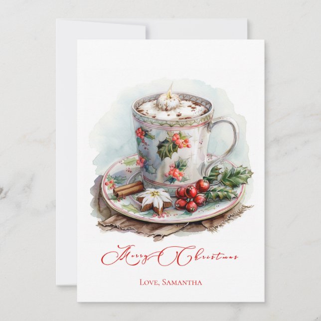 Tarjetas de Navidad Rústicas de Chocolate Caliente (Anverso)