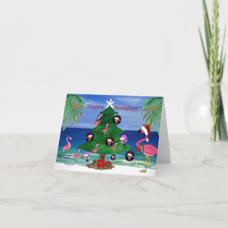 Tarjetas de Navidad Santa flamingos