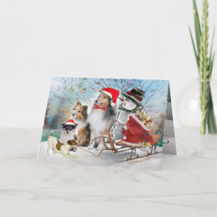 Tarjetas de Navidad Sheltie, Jack Russell y Snowma