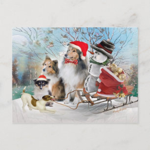 Tarjetas de Navidad Sheltie, Jack Russell y Snowma