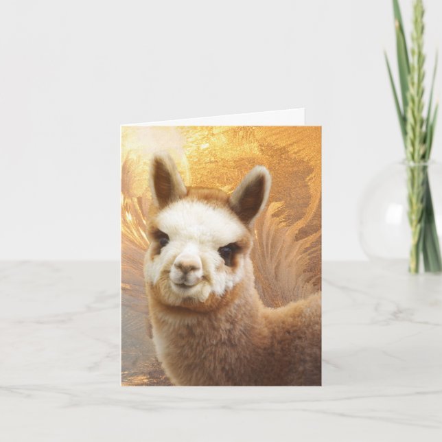 Tarjetas de Navidad sonrientes de la alpaca (Anverso)