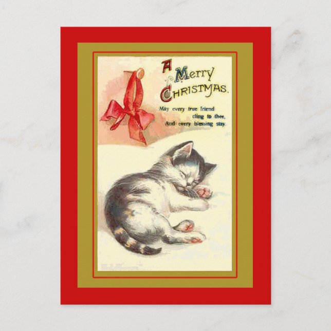 Tarjetas de Navidad Sweet Kitten Vintage (Anverso)