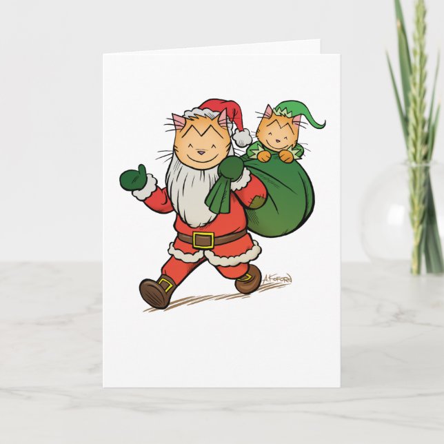 Tarjetas de Navidad tronchantes de los gatos (Anverso)