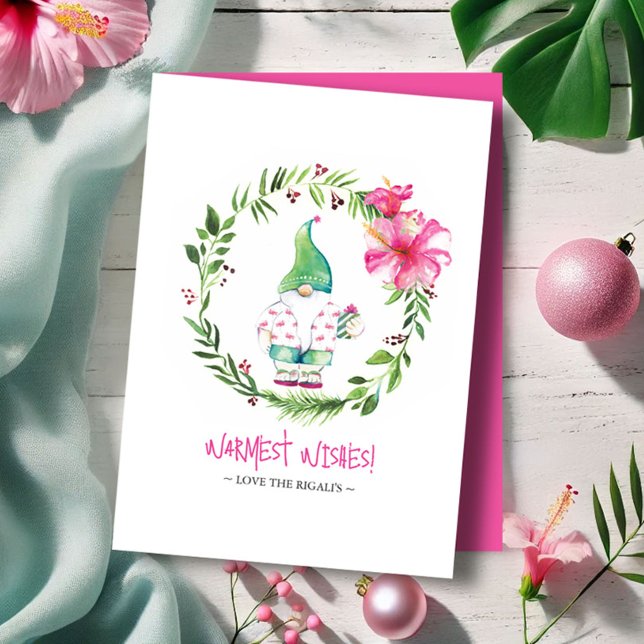 Tarjetas de Navidad tropicales de acuarela lindas (Tropical Christmas cards watercolor beach art by Victoria Grigaliunas of Do Tell A Belle)