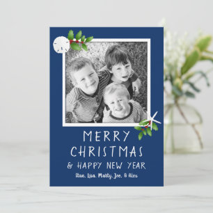 Tarjetas de Navidad Tropicales de Azul Marino