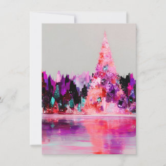 Tarjetas de Navidad Únicas Abstractas Rosa y Púrpu
