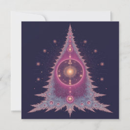 Tarjetas de Navidad Únicas Árbol Rosa y Púrpura