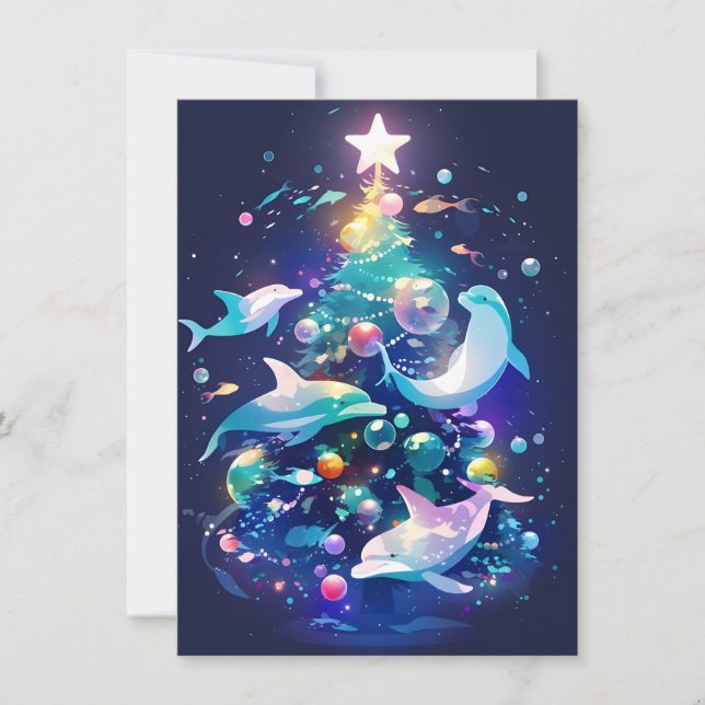 Tarjetas de Navidad Únicas Bajo el Mar (Anverso)