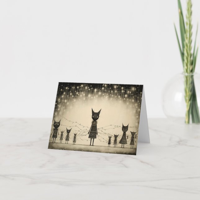 Tarjetas de Navidad únicas con gatos (Anverso)