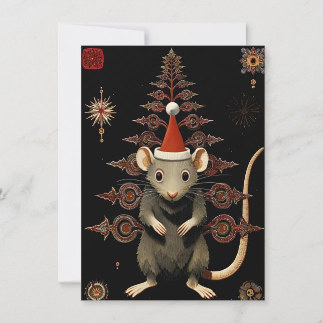 Tarjetas de Navidad Únicas de Rata (Anverso)