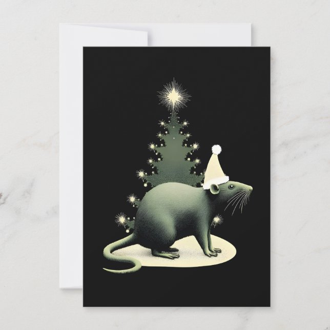 Tarjetas de Navidad Únicas de Rata (Anverso)