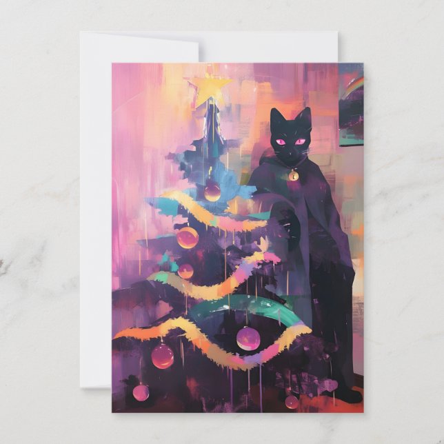 Tarjetas de Navidad únicas y extrañas con gatos (Anverso)