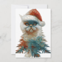 Tarjetas de Navidad Únicas y Inusuales Gatos Abstr