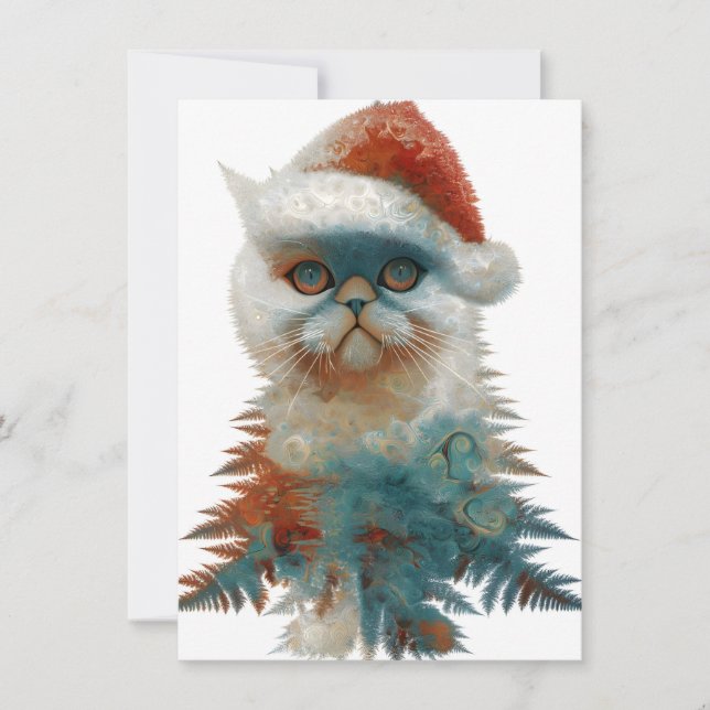 Tarjetas de Navidad Únicas y Inusuales Gatos Abstr (Anverso)
