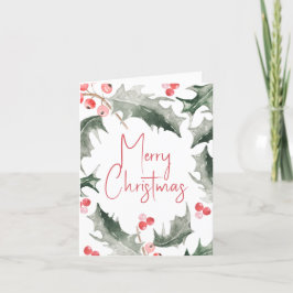 Tarjetas de navidad Watercolor Botánico Holly