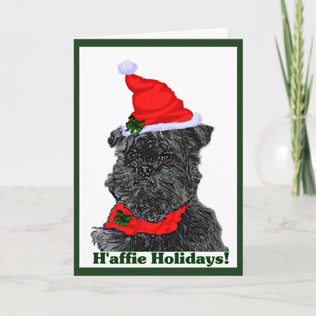 Tarjetas de Navidades Affenpinscher personalizadas (Anverso)