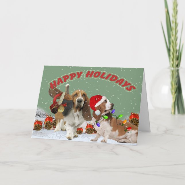 Tarjetas de Navidades Basset Ho Ho Ho Ho Ho Ho Ho  (Anverso)