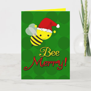 Tarjetas de Navidades Bee Merry Cute Bumblebee