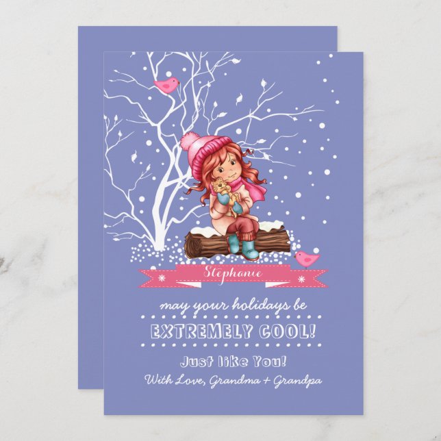 Tarjetas de Navidades Chicas y Personalizados Kitt (Anverso / Reverso)