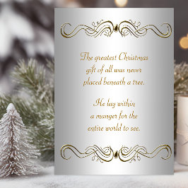 Tarjetas de Navidades cristianos de oro plateado