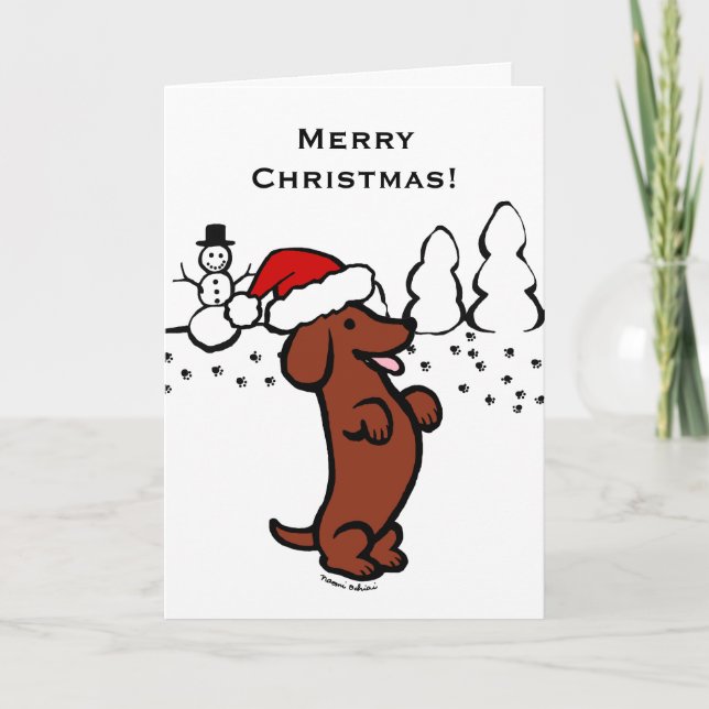 Tarjetas de Navidades Cute Santa Dachshund (Anverso)