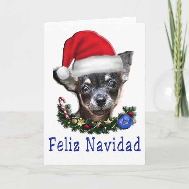 tarjetas de navidades de animales chihuahuas (Anverso)