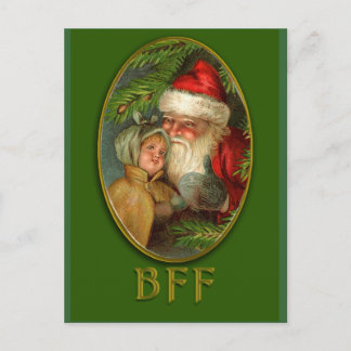 Tarjetas de Navidades de arte de Santa y Niño BFF