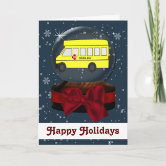 tarjetas de Navidades de autobús escolar