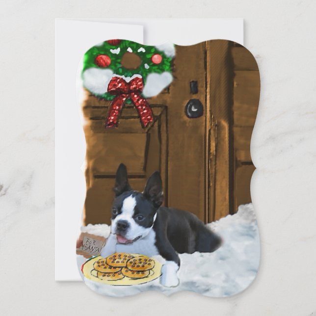 Tarjetas de Navidades de Boston Terrier (Anverso)