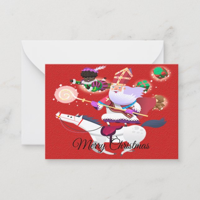 Tarjetas de Navidades de caballos blancos de Santa (Anverso)