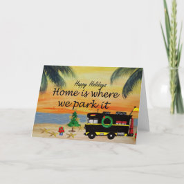 Tarjetas de Navidades de campista RV de mi arte