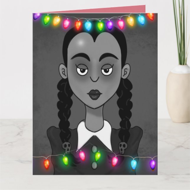 TARJETAS DE NAVIDADES DE CHICAS DE CREMA GÓTICO (Anverso)