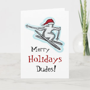 Tarjetas de Navidades de esquí divertidos de Merry