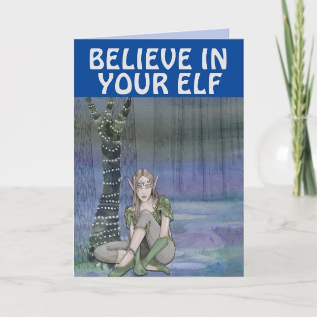 TARJETAS DE NAVIDADES DE FANTASÍA CHICA DE ELF (Anverso)