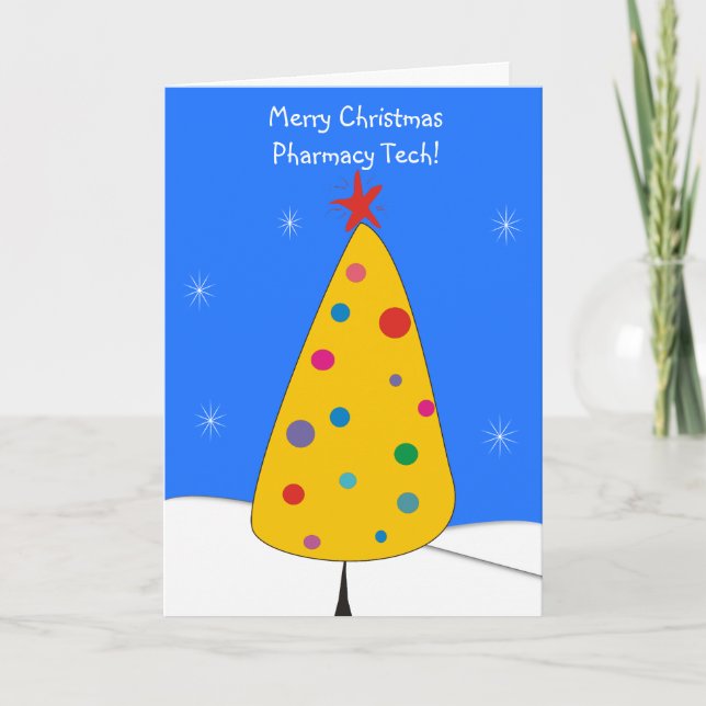 Tarjetas de Navidades de Farmacia Tech #4 Blue (Anverso)