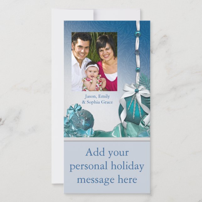 Tarjetas de Navidades de foto de los Ornamentos Bl (Anverso)