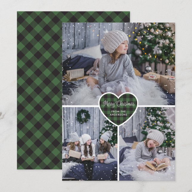Tarjetas de Navidades de foto de nieve con relleno (Anverso / Reverso)