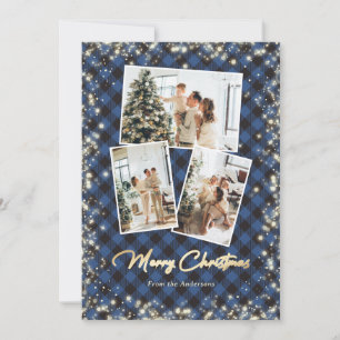 Tarjetas de Navidades de foto de Purpurina de niev