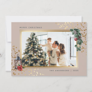 Tarjetas de Navidades de fotografía con acuarela d