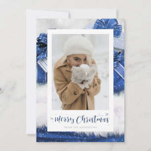 Tarjetas de Navidades de fotografía con letras de