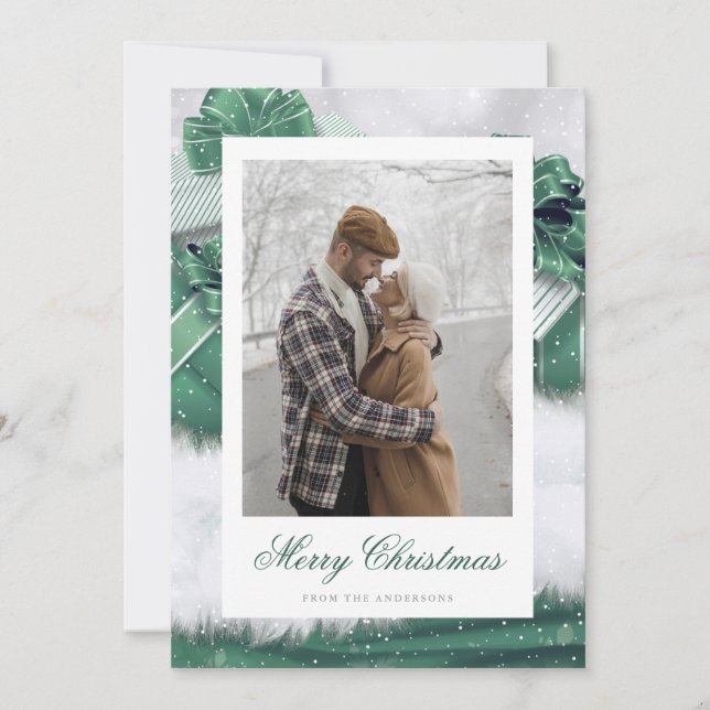 Tarjetas de Navidades de fotografía con regalo de  (Anverso)