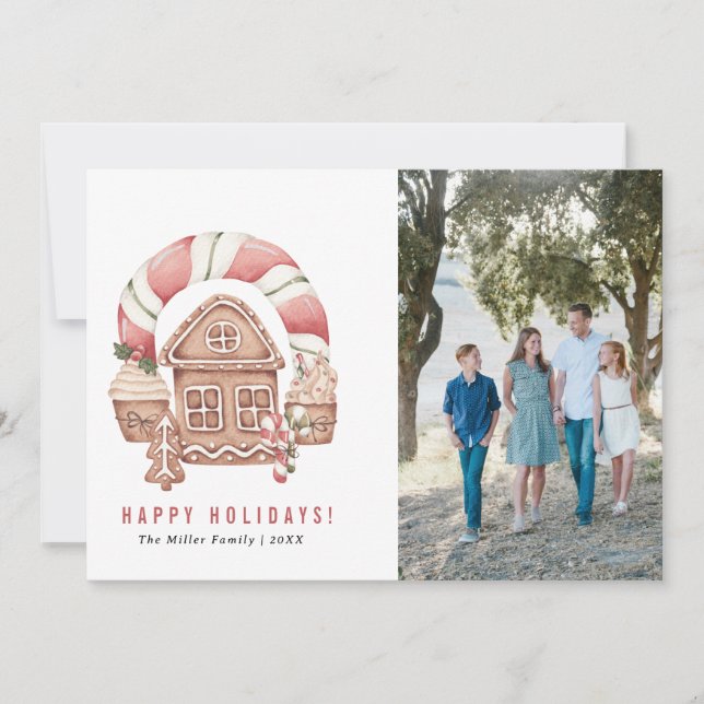 Tarjetas de Navidades de fotografía de la familia  (Anverso)